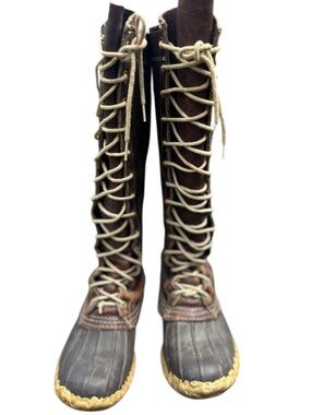 L.L. Bean Maine Hunting Tall Boots 7 Vintage Leather Coastal Preppy